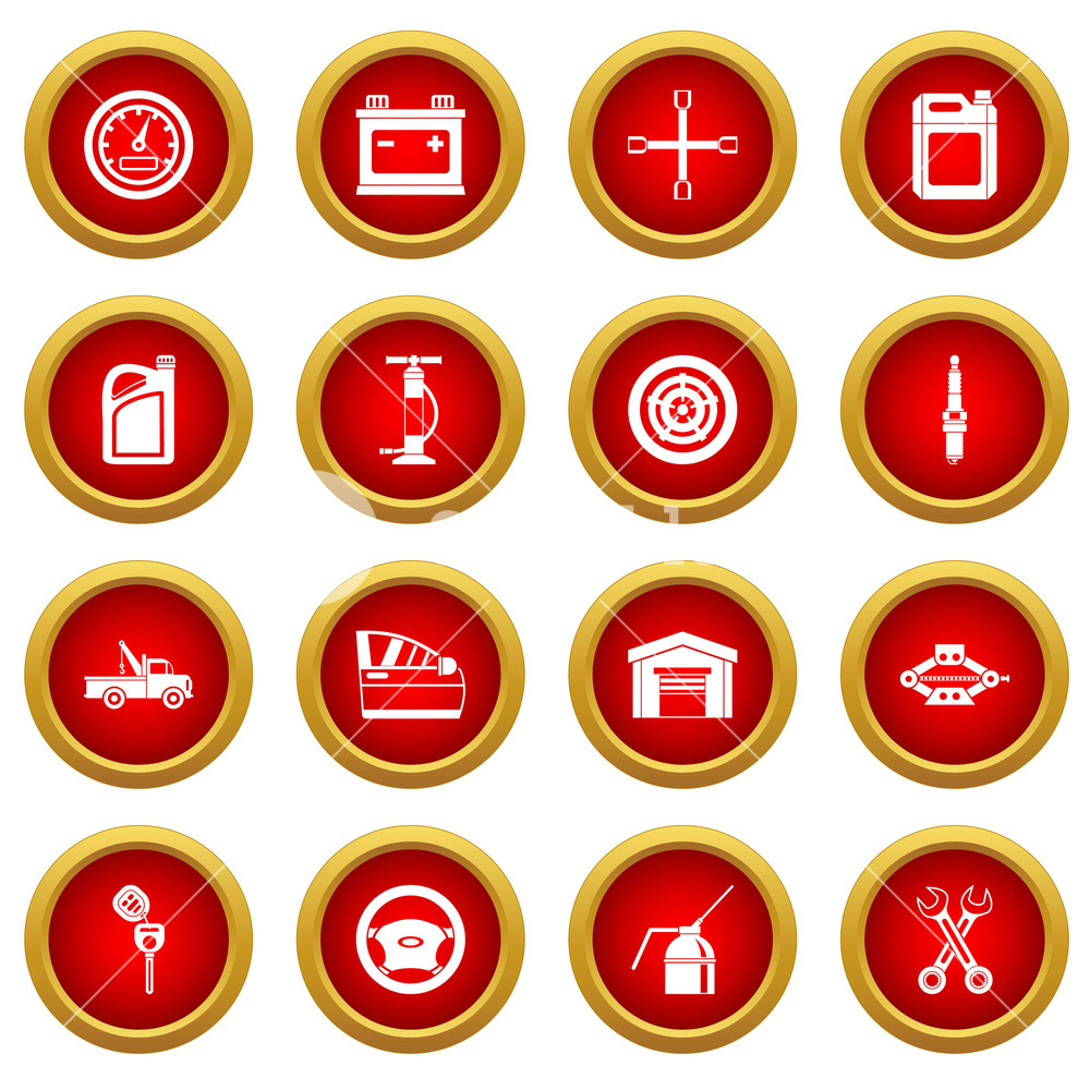 1000x1000 Car Maintenance And Repair Icon Red Circle Set Isolated On White