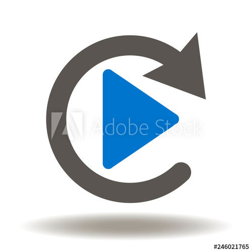 500x500 Replay Icon Vector Play Reload Button Playing Refresh Symbol