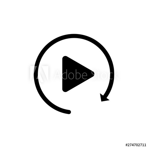 500x500 Black Video Play Button Like Simple Replay Icon Isolated On White