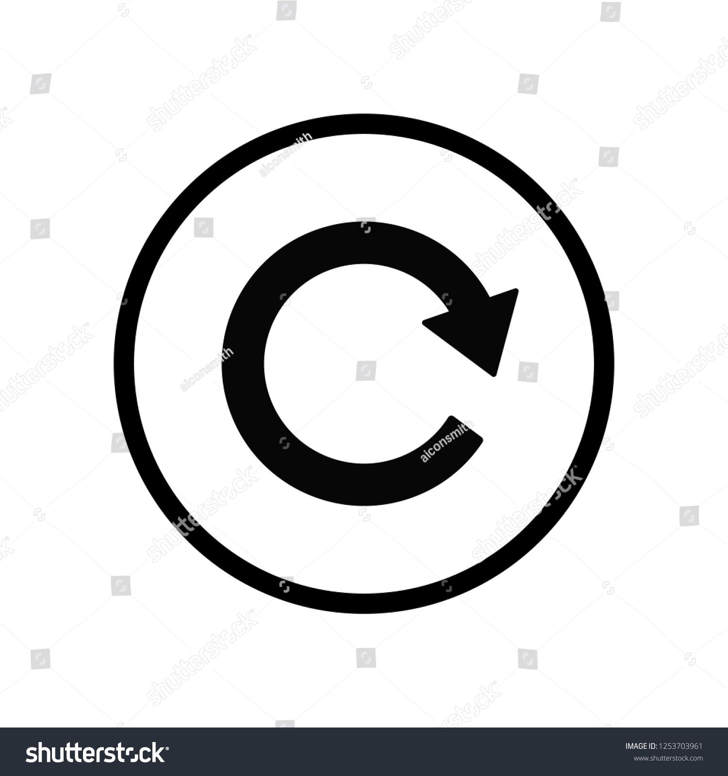 1500x1600 Black Round Replay Or Reload Arrow Icon, Simple Clear Button Sign