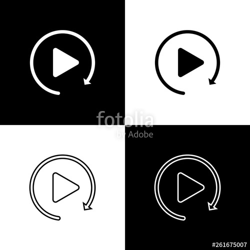 500x500 Set Video Play Button Like Simple Replay Icons Isolated On Black