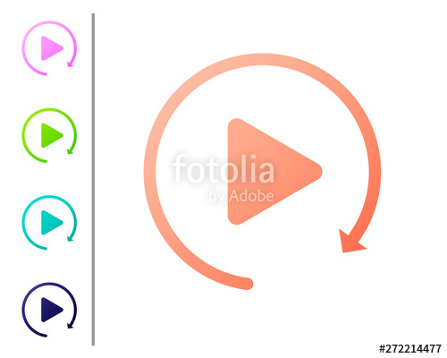 500x400 Coral Video Play Button Like Simple Replay Icon Isolated On White