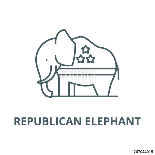 500x500 Republican Elephant Vector Line Icon, Outline Concept, Linear Sign