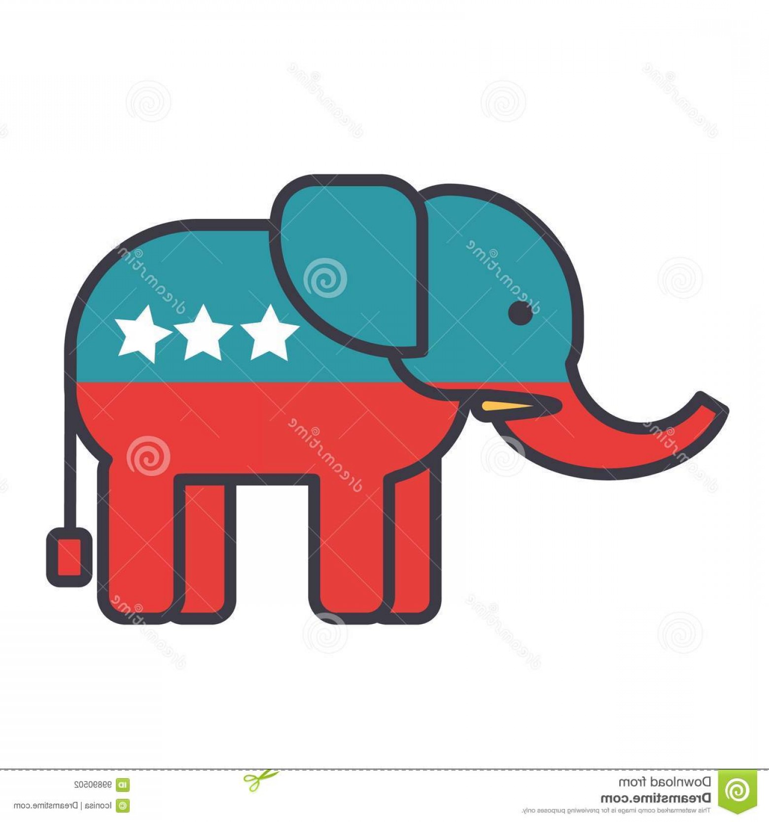 1560x1668 Elephant Usa Republican Party Flat Line Illustration Concept