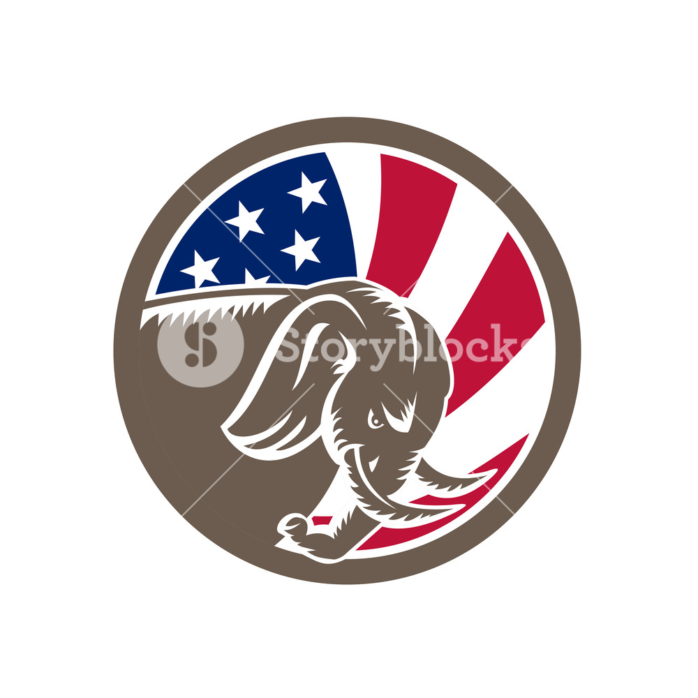 1000x1000 Mascot Icon Illustration Of A Republican Elephant Charging Viewed