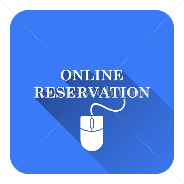 600x600 Online Reservation Flat Icon With Long Shadow Vector