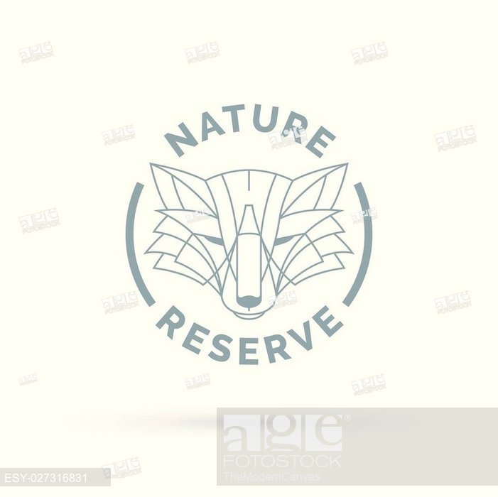 701x700 Wildlife Park Nature Reserve Icon With Wild Fox Line Symbol, Stock