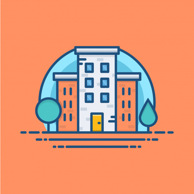 626x626 Flat Building Icon, Residential Vector Illustration Vector