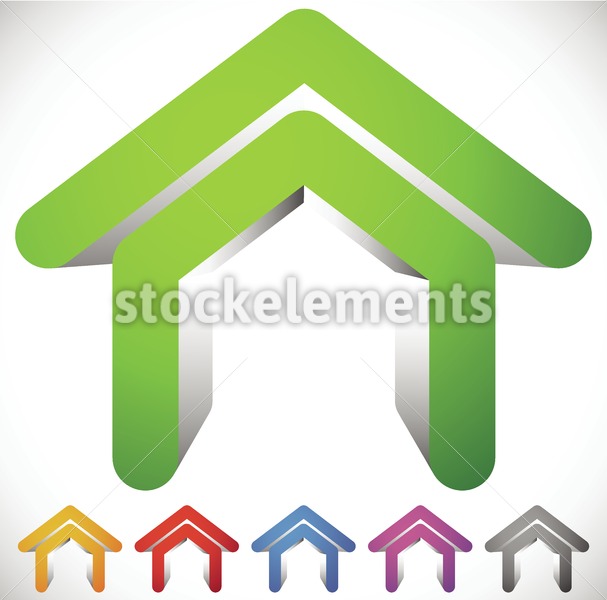 607x600 House Icon In Six Colors Home, Suburban House, Residential
