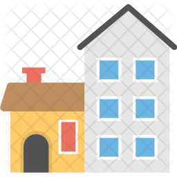 256x256 Residential Building Icon Of Flat Style