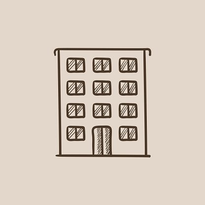 416x416 Residential Building Sketch Icon Premium Clipart