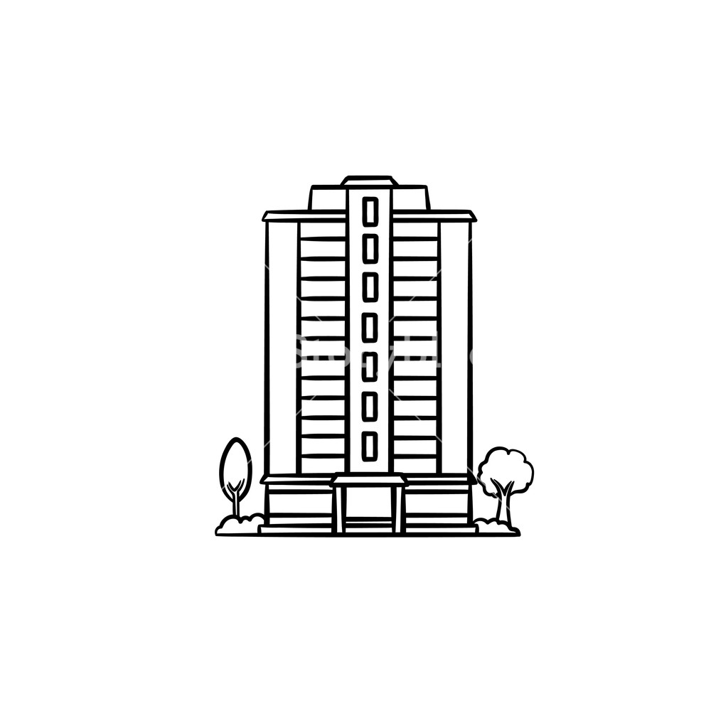 1000x1000 Residential Building Hand Drawn Outline Doodle Icon Royalty Free