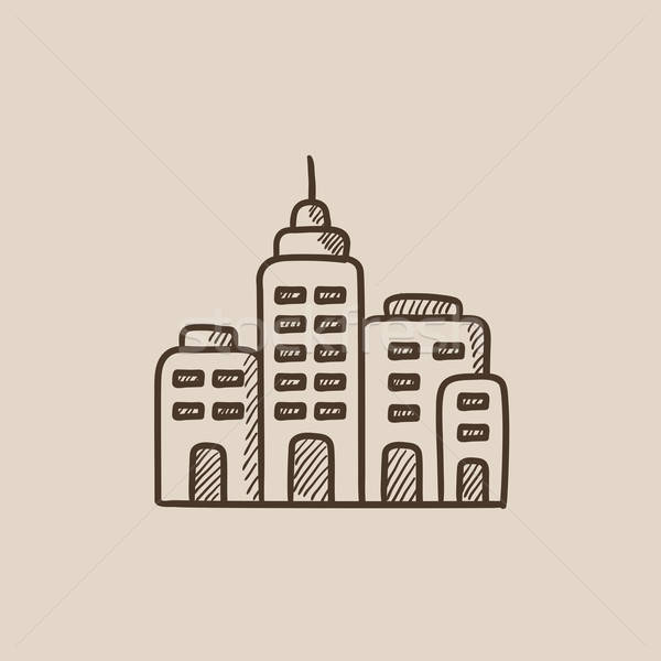 600x600 Residential Buildings Sketch Icon Vector Illustration Andrei