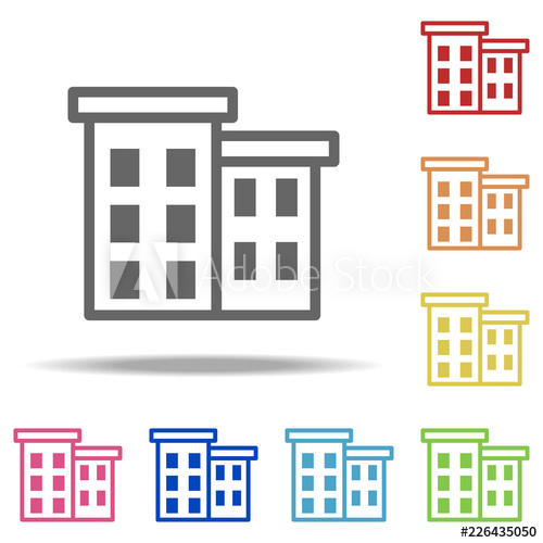 500x500 Residential Building Icon Elements Of Buildings In Multi Colored