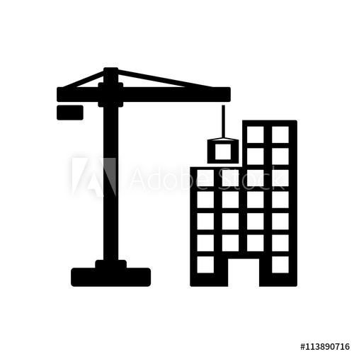 500x500 Building Construction Icon Crane And Residential Building Vect