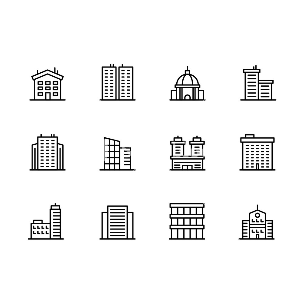 1000x1000 House And Building Icon Simple Symbols Set Contains Icon Business