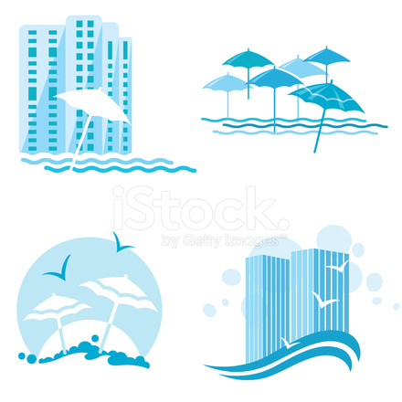 440x440 Beach And Resort Icon Set Stock Vector