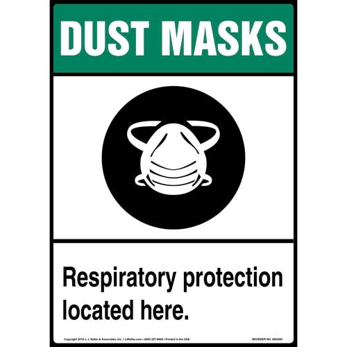 500x500 Dust Mask Respiratory Protection Located Here Sign With Icon