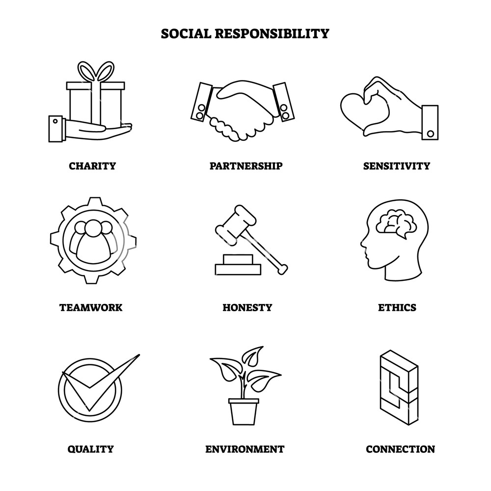 1000x1000 Vector Illustration With Social Responsibility Icon Set
