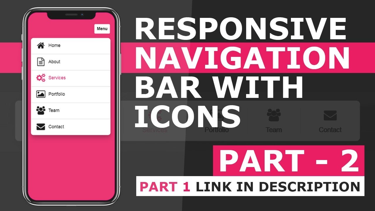 1280x720 Responsive Navigation Bar With Icon Using Html Css And Javascript
