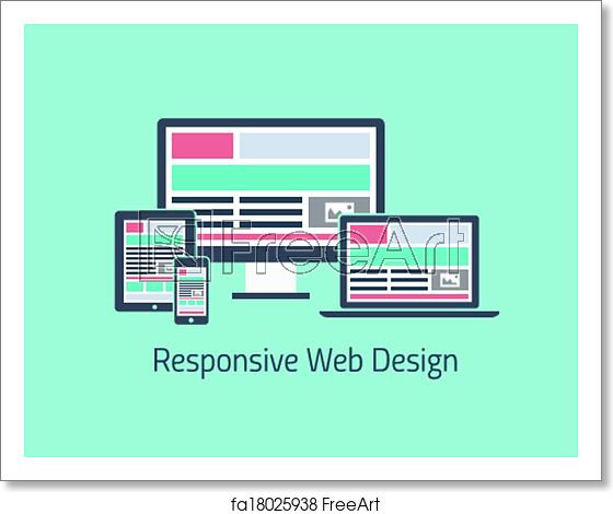 560x470 Free Art Print Of Responsive Web Design Development V Flat Icon