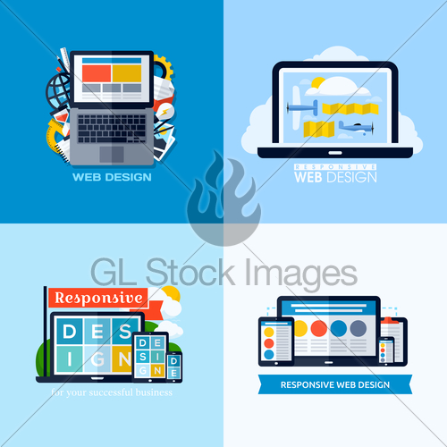 500x500 Modern Flat Vector Concepts Of Responsive Web Design Gl