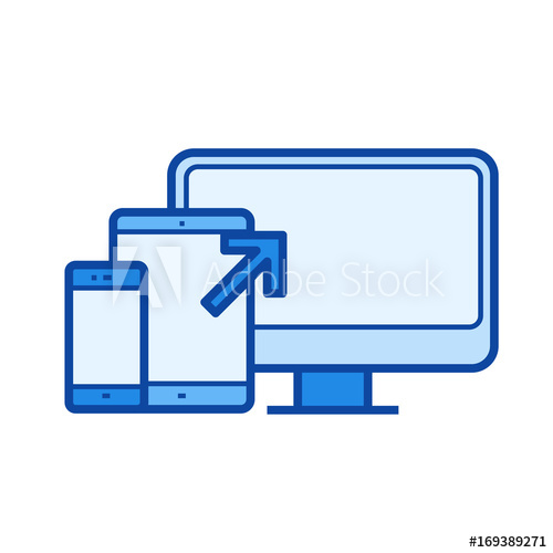 500x500 Responsive Design Vector Line Icon Isolated On White Background