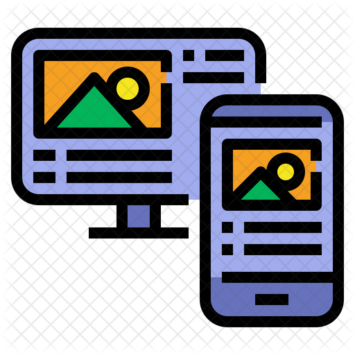 512x512 Responsive Website Icon Of Colored Outline Style