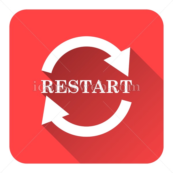600x600 Restart Flat Icon With Long Shadow Vector