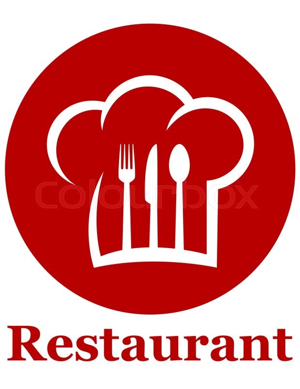 618x800 Red Restaurant Icon With Fork, Knife, Stock Vector Colourbox