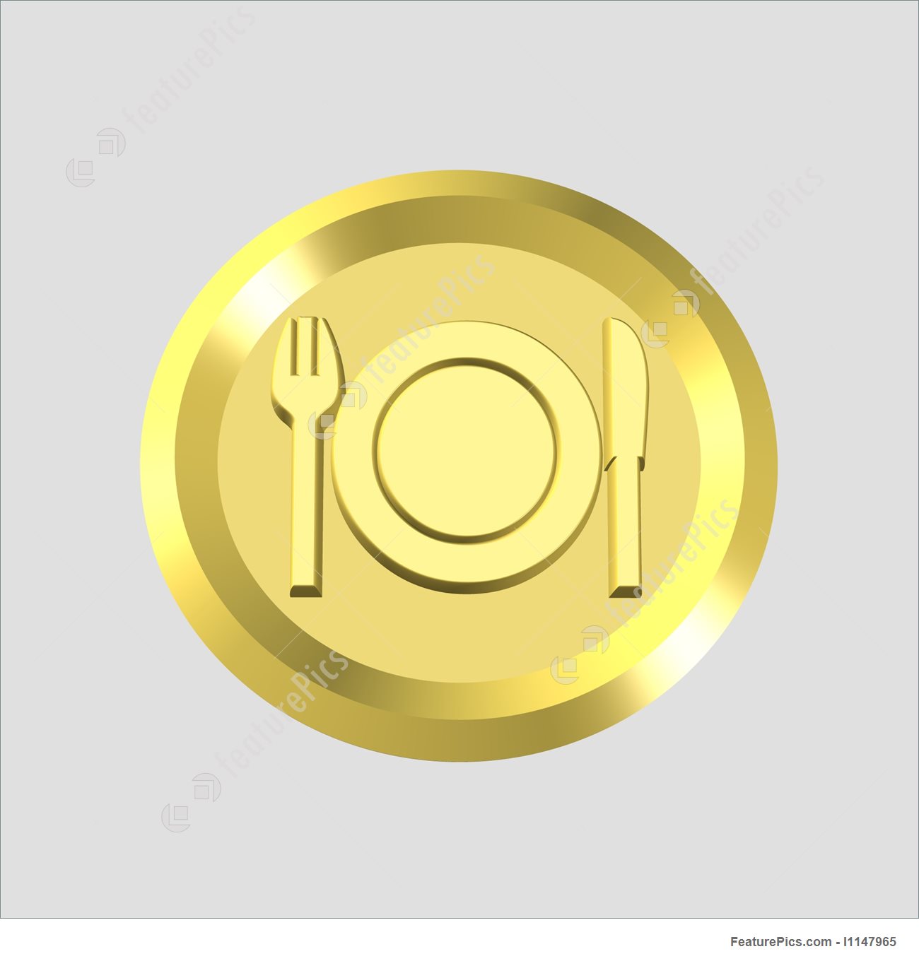 1300x1360 Gold Restaurant Icon Stock Illustration