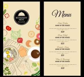 290x268 Restaurant Menu Template Food Icons Classical Handdrawn Sketch