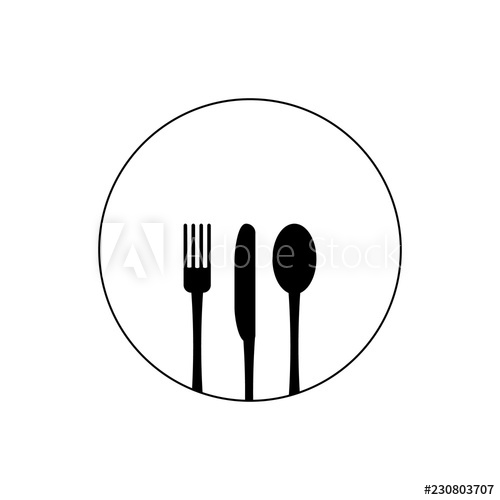 500x500 Vector Illustration Knife, Fork And Spoon Icon On White
