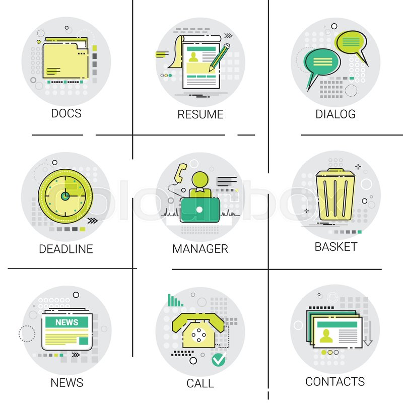 800x800 Manager Business Team Resume Icon Set, Stock Vector Colourbox