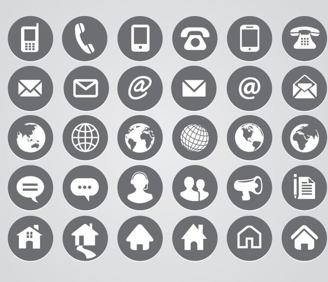 640x551 Rounded Contact Icons Design Communication Icon, Contact Icons