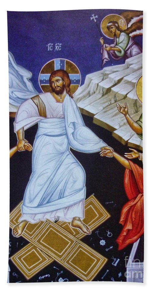 500x967 Resurrection Of Jesus Christ Icon Bath Towel For Sale