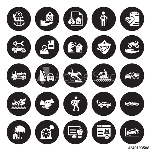 500x500 Vector Icon Set Retirement, Payment Protection, Problem