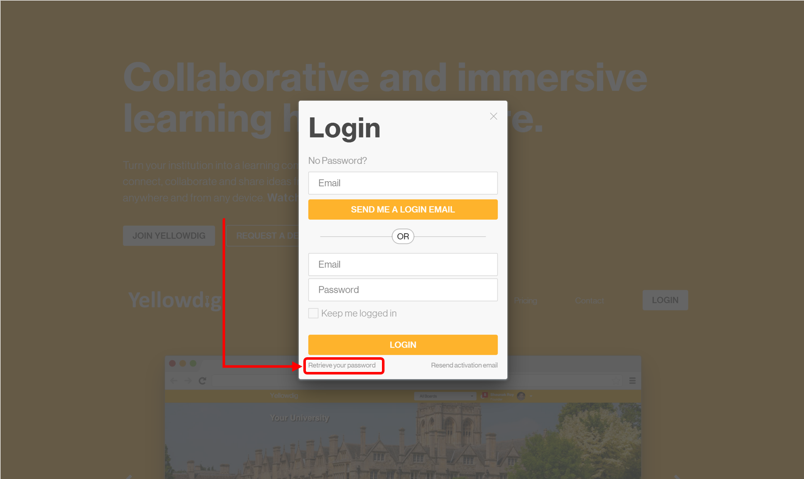 1585x944 Retrieving Or Changing Your Yellowdig Password Yellowdig