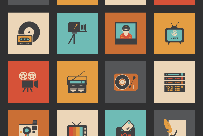 650x434 Freebie Retro Multimedia Icons