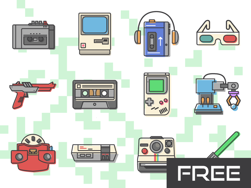 800x600 Free Retro Vector Icons