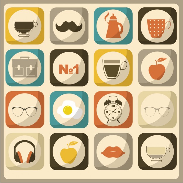 626x626 Retro Icons Collection Vector Free Download
