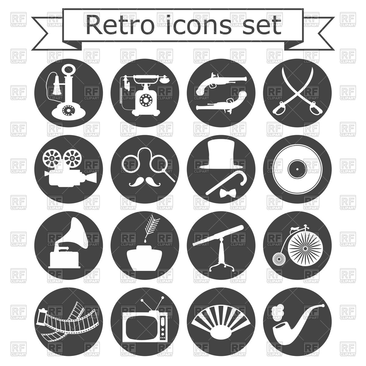 1200x1200 Retro Icons Set Vector Image Of Icons And Emblems