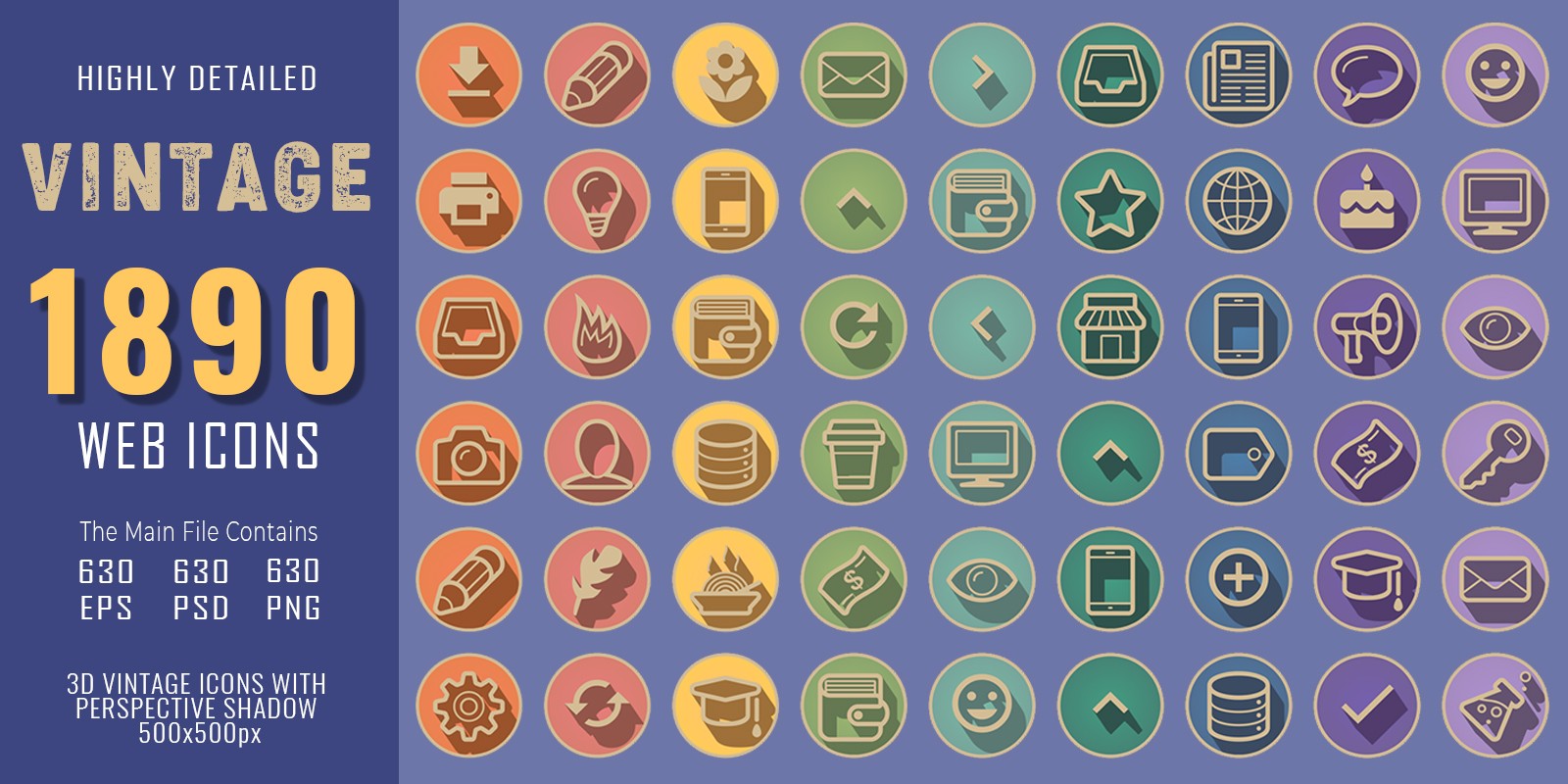 1600x800 Vintage Retro Web Communication Icons Pack Codester