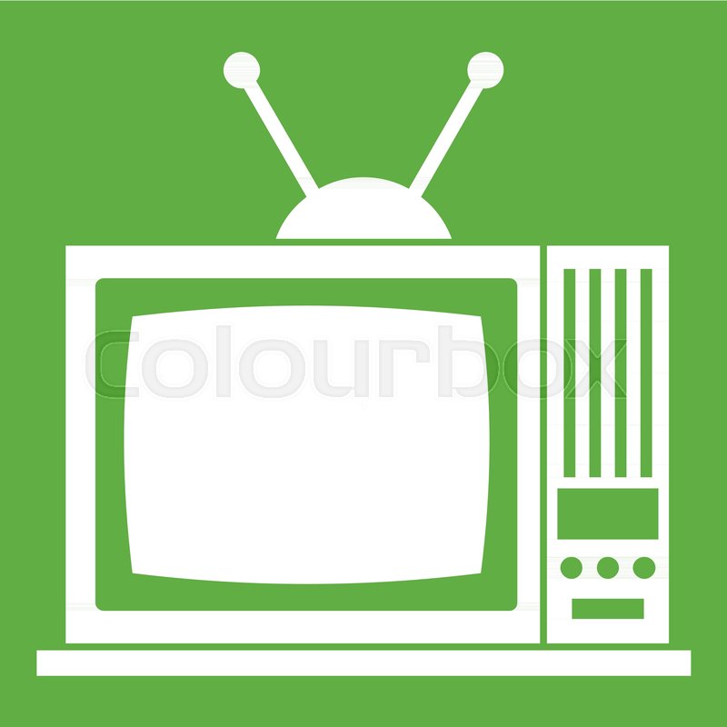 800x800 Retro Tv Icon White Isolated On Green Stock Vector Colourbox