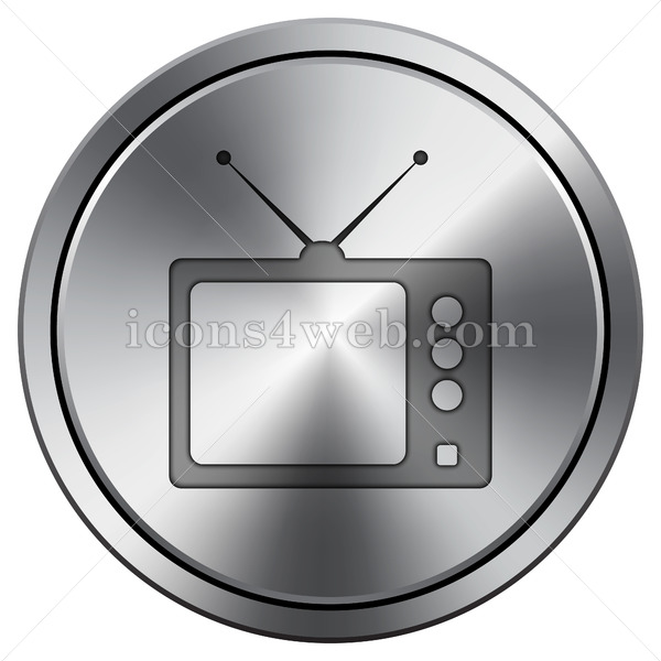 600x600 Retro Tv Icon Round Icon Imitating Metal