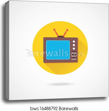 382x390 Vector Retro Tv Icon, Canvas Print Barewalls Posters Prints