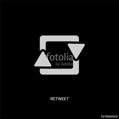 500x500 White Retweet Vector Icon On Black Background Modern Flat Retweet