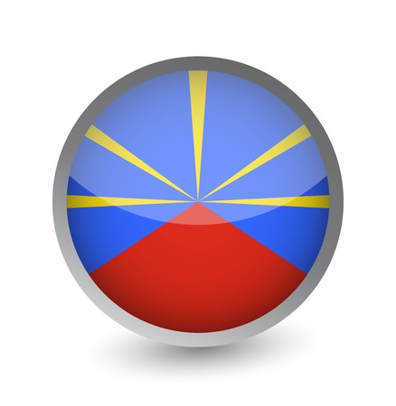 438x450 Reunion Flag Round Glossy Icon Vector Illustration Royalty Free