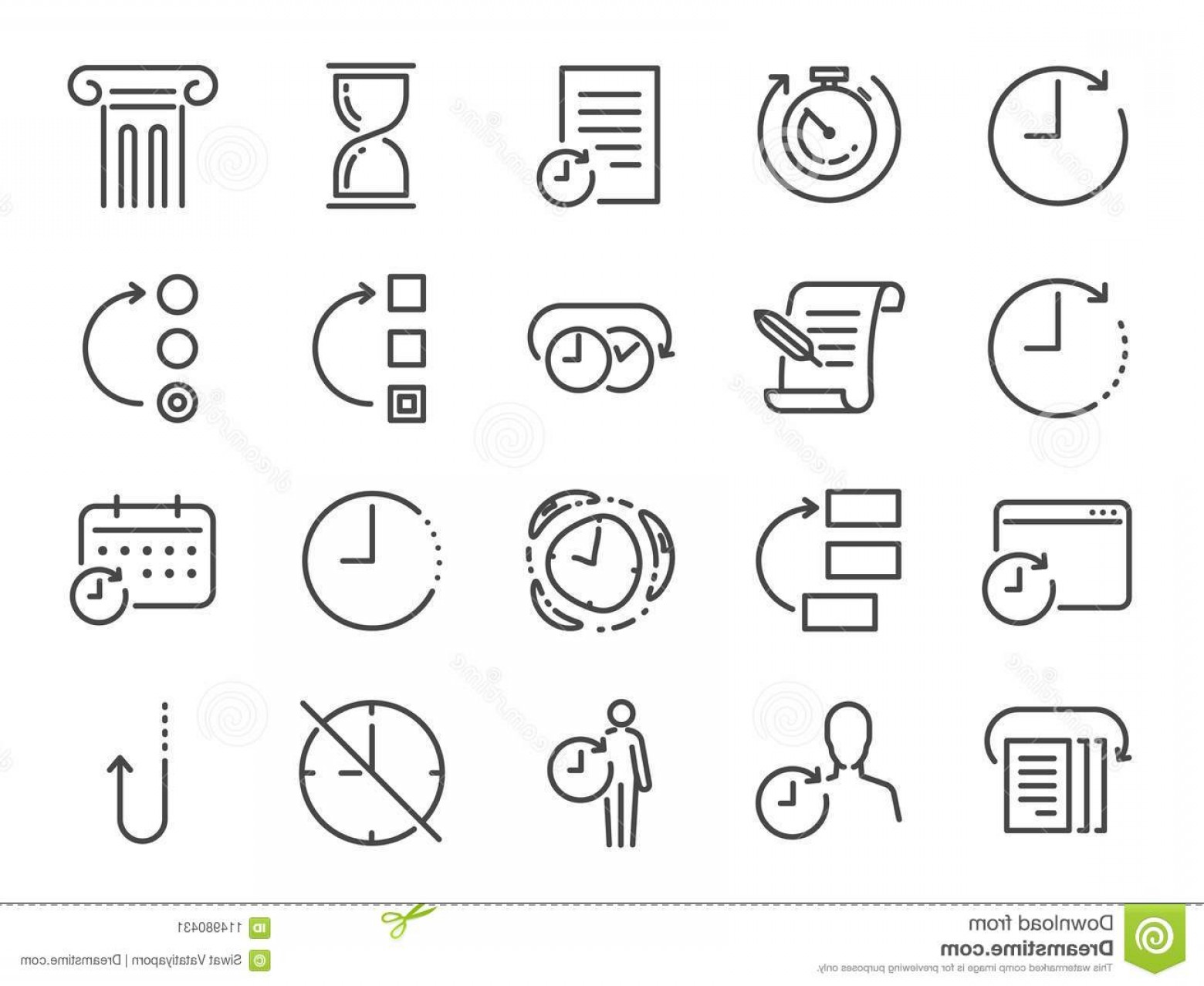 1560x1278 Vector Illustration History Time Management Icon Set Included