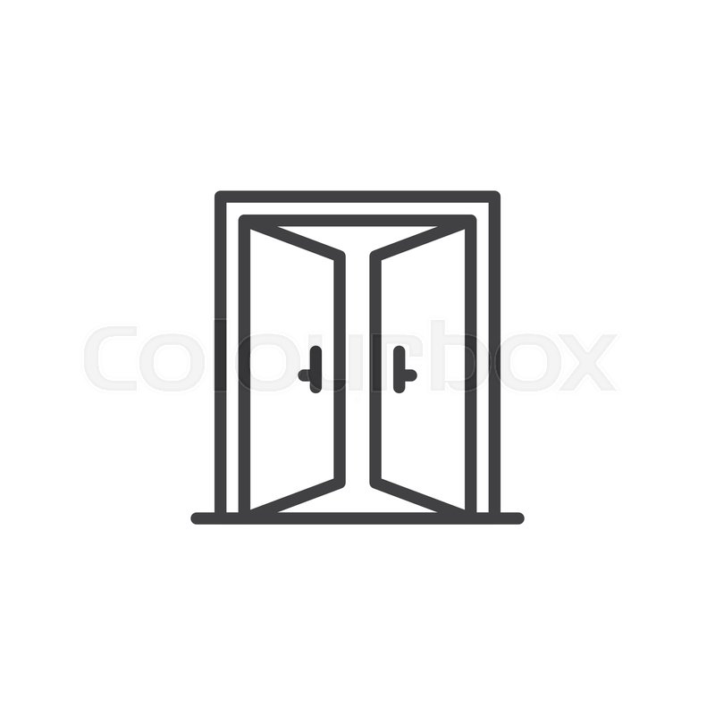 800x800 Open Double Door Outline Icon Linear Stock Vector Colourbox